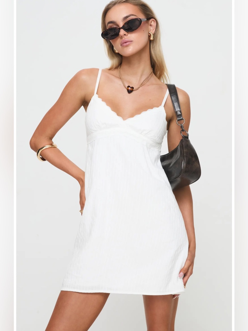 Princess Polly Lunya Lace Trim Recycled Cotton Minidress